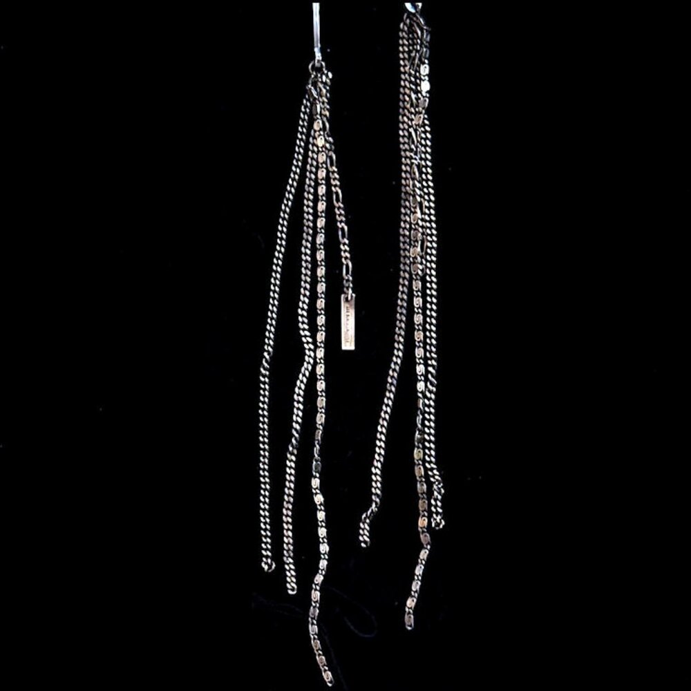 ANN DEMEULEMEESTER Gunmetal Silver-Tone Chain Link Shoulder Grazing Earrings - Picture 8 of 10